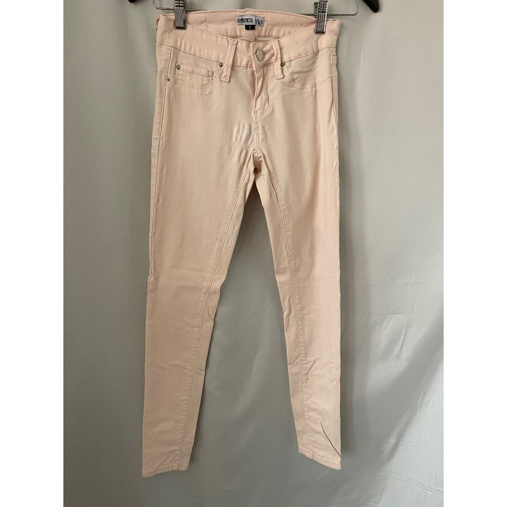 YMI Pastel Peach/Pink Hyper-stretch Skinny Bottom Pants - Picture 1 of 9